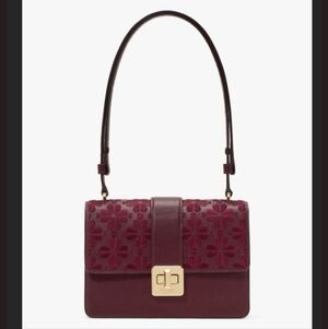 Spade Flower Embroidered Flap Shoulder Bag